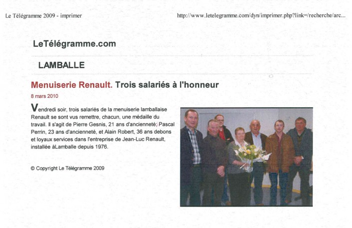 Menuiserie Renault, article, presse